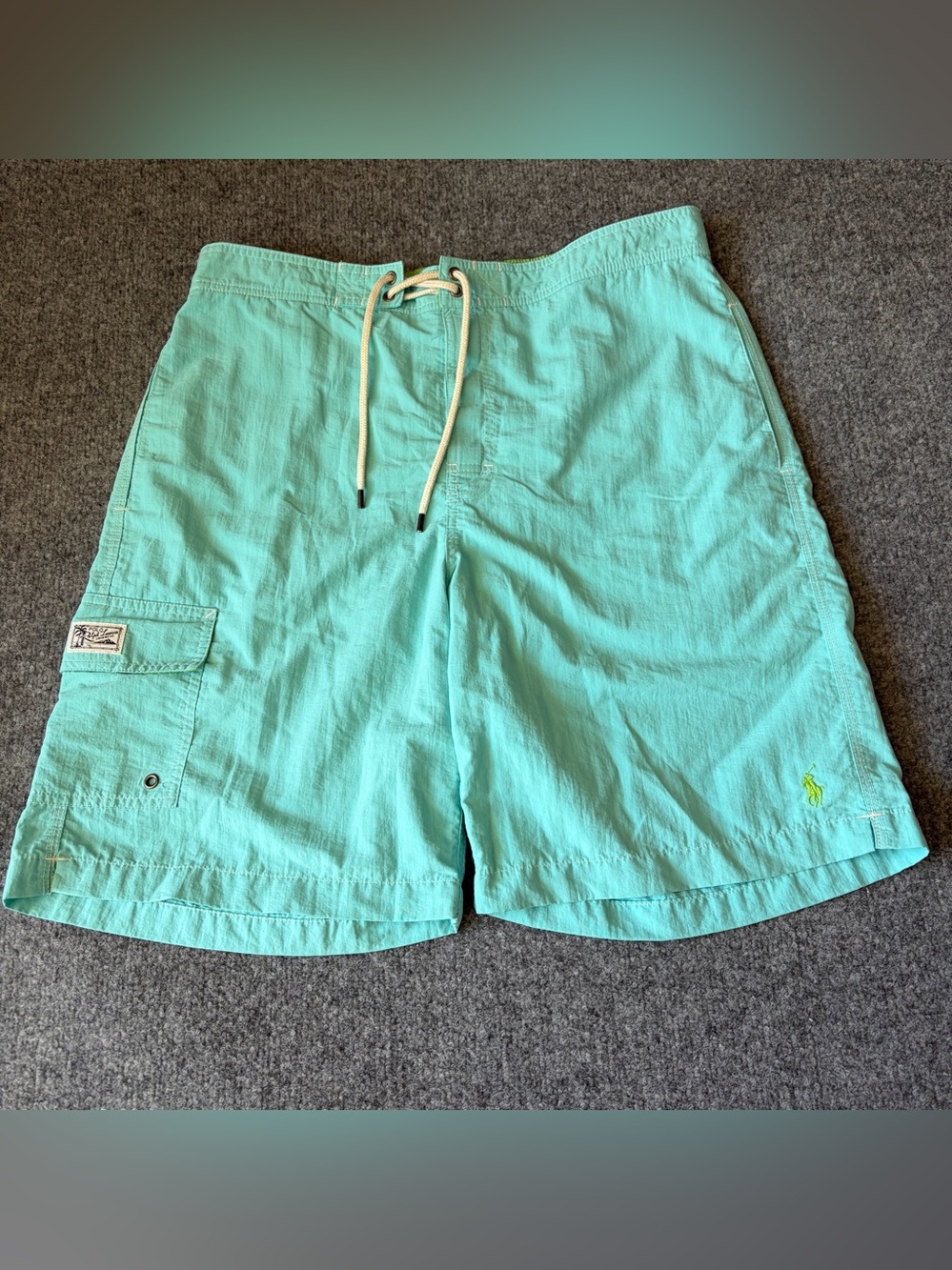 Polo Ralph Lauren Swim Shorts Mens M Mint Green Cargo Board Shorts Pony Logo